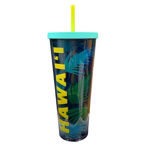 Starbucks Hawaii 24oz Cold Drink Cup Venti Blue Green Palm Tree Tropical Tumbler - Picture 15 of 15